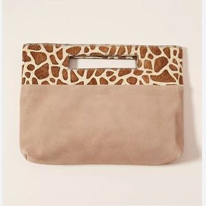 ANTHROPOLOGIE Calf Hair and Suede Verona Textured Clutch